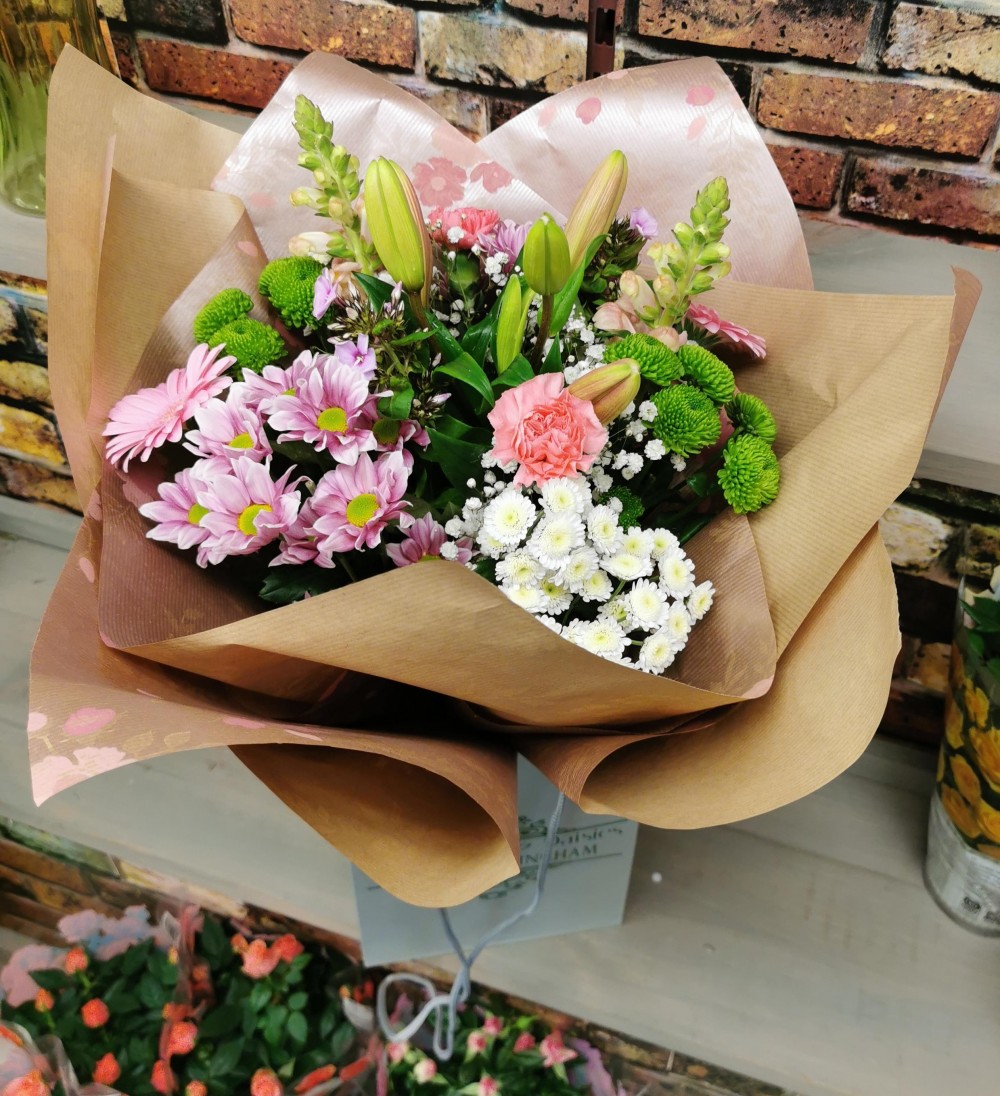 Pink mix Handtied - Same Day Flower Delivery in Birmingham by Buttercups & Daisies
