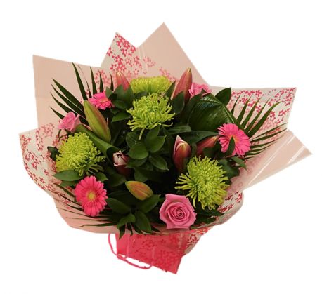 Pink Favourites Hand-Tied - Same Day Flower Delivery in Birmingham by Buttercups & Daisies