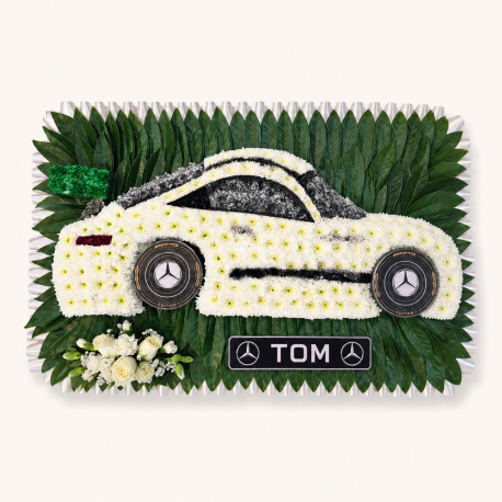 Mercedes Car Funeral Flower Tribute - Same Day Flower Delivery in Birmingham by Buttercups & Daisies