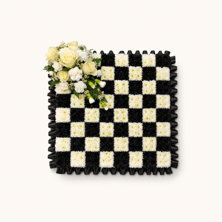 Black & White Checkerboard Tribute - Same Day Flower Delivery in Birmingham by Buttercups & Daisies