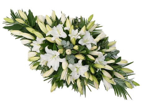 White Lily Casket spray - Same Day Flower Delivery in Birmingham by Buttercups & Daisies