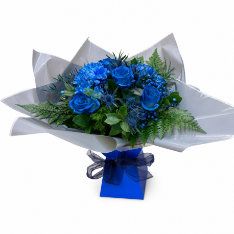 Royal Blue Rose Presentation Bouquet - Same Day Flower Delivery in Birmingham by Buttercups & Daisies