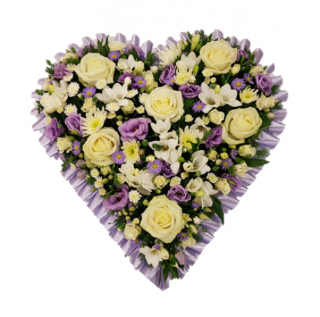 Lilac and white heart - Same Day Flower Delivery in Birmingham by Buttercups & Daisies
