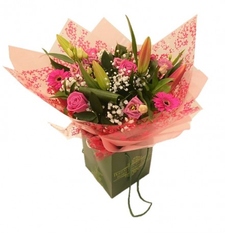 Pink Radiance Hand Tied - Same Day Flower Delivery in Birmingham by Buttercups & Daisies