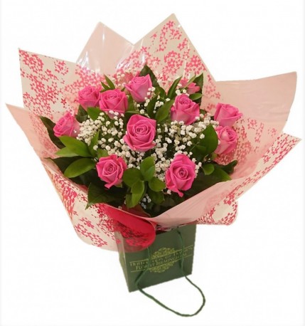 Heavenly Pink Rose Hand-tied - Same Day Flower Delivery in Birmingham by Buttercups & Daisies