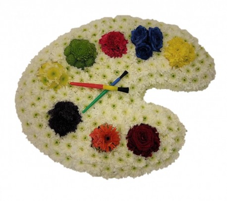 Paint pallet funeral tribute - Same Day Flower Delivery in Birmingham by Buttercups & Daisies