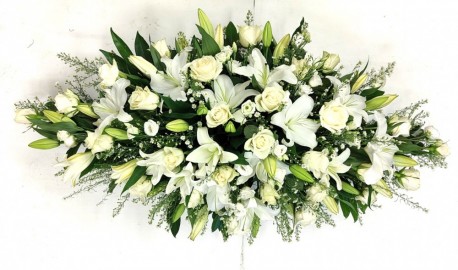 White coffin spray - Same Day Flower Delivery in Birmingham by Buttercups & Daisies