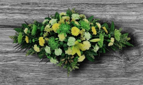 Yellow and Green coffin spray - Same Day Flower Delivery in Birmingham by Buttercups & Daisies
