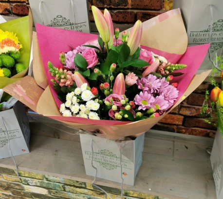 Pink Hand-Tied Bouquet - Same Day Flower Delivery in Birmingham by Buttercups & Daisies