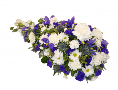Single ended teardrop spray (Blue & White) - Same Day Flower Delivery in Birmingham by Buttercups & Daisies