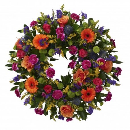 Vibrant loose wreath - Same Day Flower Delivery in Birmingham by Buttercups & Daisies